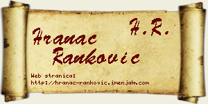 Hranac Ranković vizit kartica